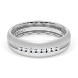 Rounded Satin Finish Black Diamond Wedding Band in 18kt White Gold