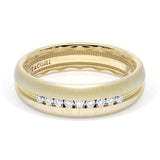 Rounded Satin Finish Black Diamond Wedding Band in 18kt Yellow Gold