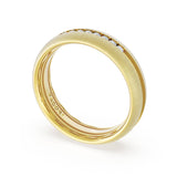 Rounded Satin Finish Black Diamond Wedding Band in 18kt Yellow Gold