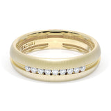 Rounded Satin Finish Black Diamond Wedding Band in 18kt Yellow Gold