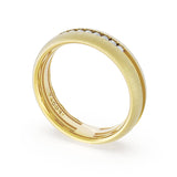 Rounded Satin Finish Black Diamond Wedding Band in 18kt Yellow Gold