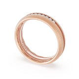 Rounded Satin Finish Black Diamond Wedding Band in 18kt Rose Gold