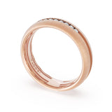 Rounded Satin Finish Black Diamond Wedding Band in 18kt Rose Gold