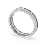 Rounded Satin Finish Black Diamond Wedding Band in Platinum