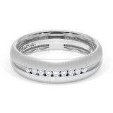 Rounded Satin Finish Black Diamond Wedding Band in Platinum