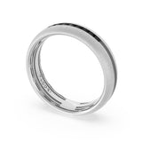 Rounded Satin Finish Black Diamond Wedding Band in 18kt White Gold