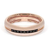 Rounded Satin Finish Black Diamond Wedding Band in 18kt Rose Gold