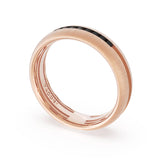 Rounded Satin Finish Black Diamond Wedding Band in 18kt Rose Gold