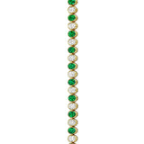 Bezel-Set Emerald & Diamond Tennis Bracelet in 18kt Yellow Gold