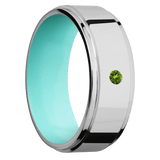 14K White Gold + Polish , Satin Finish + Robins Egg Blue