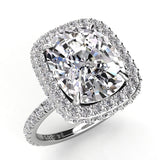 18kt White Gold Moissanite Halo Cushion Engagement Ring