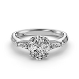 Oval Side Stone Engagement Ring