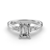 Emerald Three Stone Engagement Ring