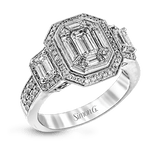 Emerald-cut Halo Engagement Ring in 18k Gold with Diamonds