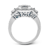 Emerald - cut Halo Engagement Ring in 18k Gold with Diamonds - Simon G. Jewelry