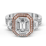 Emerald - cut Halo Engagement Ring in 18k Gold with Diamonds - Simon G. Jewelry