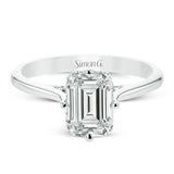 Emerald - Cut Hidden Halo Engagement Ring In 18k Gold With Diamonds - Simon G. Jewelry