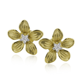 Flower Stud Earrings in 18k Gold with Diamonds - Simon G. Jewelry