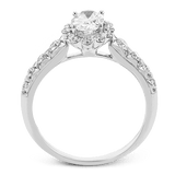 Halo Engagement Ring in 18K Gold with Diamonds