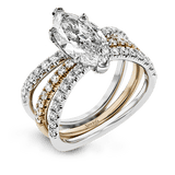 Marquise-cut Engagement Ring & Matching Wedding Band in 18k Gold with Diamonds