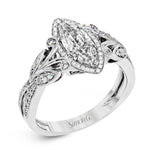 Marquise-Cut Halo Engagement Ring In 18k Gold With Diamonds
