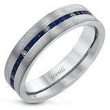 Men's Wedding Band In 14k Or 18k Gold with Diamonds & Sapphires