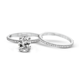 Oval - cut Engagement Ring & Matching Wedding Band in 18k Gold with Diamonds - Simon G. Jewelry