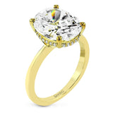 Oval-cut Hidden Halo Engagement Ring in 18k Gold with Diamonds