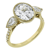 Oval - cut Three - stone Engagement Ring in 18k Gold with Diamonds - Simon G. Jewelry