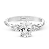 Oval - Cut Three - Stone Engagement Ring In 18k White Gold With Diamonds - Simon G. Jewelry