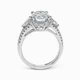 Oval - Cut Three - stone Halo Engagement Ring In 18k Gold With Diamonds - Simon G. Jewelry