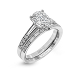 Pear - cut Engagement Ring & Matching Wedding Band in 18k Gold with Diamonds - Simon G. Jewelry