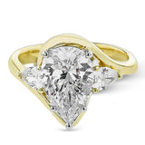 Pear - cut Three - stone Engagement Ring in 18k Gold with Diamonds - Simon G. Jewelry