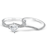 Princess - cut Criss - cross Engagement Ring in 18k Gold with Diamonds - Simon G. Jewelry