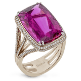 Ring In 18k Gold With Rubellite And Diamonds - Simon G. Jewelry