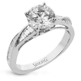 Round-Cut Criss-Cross Engagement Ring In 18k Gold With Diamonds