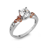 Round-Cut Engagement Ring In 18k Gold With Diamonds