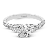 Round - cut Engagement Ring & Matching Wedding Band in 18k Gold with Diamonds - Simon G. Jewelry