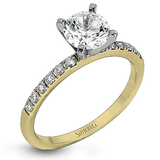 Round - cut Engagement Ring & Matching Wedding Band in 18k Gold with Diamonds - Simon G. Jewelry