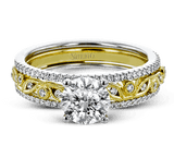 Round - cut Engagement Ring & Matching Wedding Band in 18k Gold with Diamonds - Simon G. Jewelry