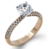 Round - cut Engagement Ring & Matching Wedding Band in 18K Gold with Diamonds - Simon G. Jewelry