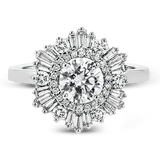 Round - cut Flower Halo Engagement Ring in 18k Gold with Diamonds - Simon G. Jewelry