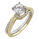 Round - cut Half - Halo Engagement Ring & Matching Wedding Band in 18k Gold with Diamonds - Simon G. Jewelry