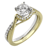 Round-cut Half-Halo Engagement Ring & Matching Wedding Band in 18k Gold with Diamonds