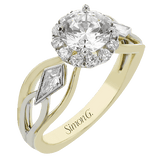 Round-Cut Halo Engagement Ring In 18k Gold With Diamonds