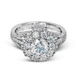 Round - Cut Halo Engagement Ring In 18k Gold With Diamonds - Simon G. Jewelry