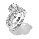 Round-cut Halo Engagement Ring & Matching Wedding Band 18k Gold with Diamonds