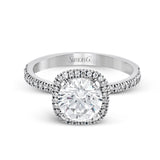 Round - cut Halo Engagement Ring & Matching Wedding Band in 18k Gold with Diamonds - Simon G. Jewelry