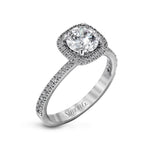 Round - cut Halo Engagement Ring & Matching Wedding Band in 18k Gold with Diamonds - Simon G. Jewelry
