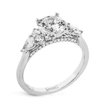 Round - Cut Three - Stone Engagement Ring In 18k Gold With Diamonds - Simon G. Jewelry